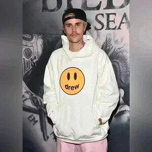 Drew House Off-White Cotton Mascot Hoodie Sweatshirt, Size Small